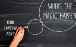 An image illustrating when you go outside of your comfort zone, your comfort zone expands it and that is where the magic happens.